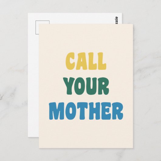 お母おもしろいさんにお電話カラフル引用文 ポストカード (正面/裏面)