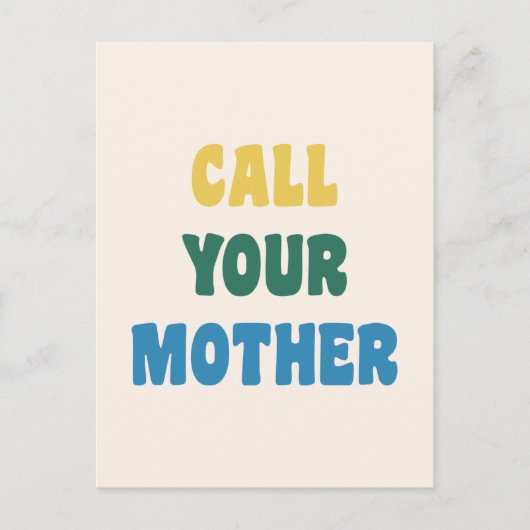 お母おもしろいさんにお電話カラフル引用文 ポストカード (正面)