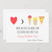 お母おもしろいさんより愛し赤いハート母の日 シーズンカード (正面/裏面)