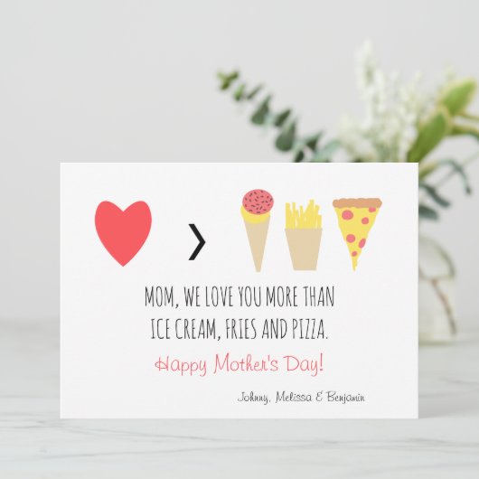 お母おもしろいさんより愛し赤いハート母の日 シーズンカード (スタンド正面)