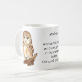 お母おもしろいさんコーヒー引用文前フクロウ マグカップ (正面左)