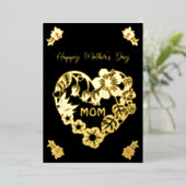 お母さんありがとう ママ ゴールド フォイルとローズ 箔シーズンカード (立ち正面)