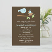 お母さんおよびひな鳥の男の子のベビーシャワー 招待状 (スタンド正面)