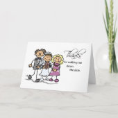 お母さんおよびパパの結婚式の通路の下で歩くことへの感謝 サンキューカード (正面)