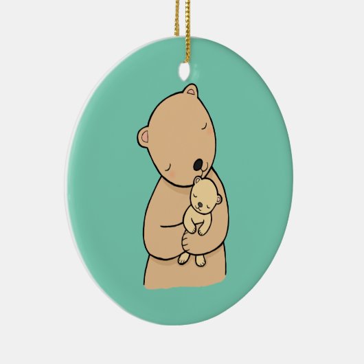 お母さんおよびベビーくまのカスタムでパーソナライズなオーナメント セラミックオーナメント (右)