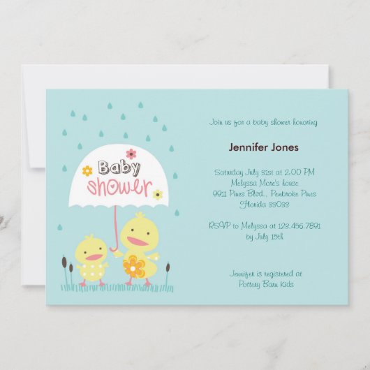 お母さんおよびベビーのひよこ 招待状 (正面)