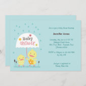 お母さんおよびベビーのひよこ 招待状 (正面/裏面)