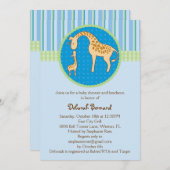 お母さんおよびベビーのキリンの男の赤ちゃんのシャワーの招待状 招待状 (正面/裏面)