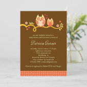 お母さんおよびベビーのフクロウのユニセックスなベビーシャワーの招待状 招待状 (スタンド正面)