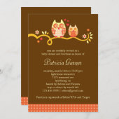 お母さんおよびベビーのフクロウのユニセックスなベビーシャワーの招待状 招待状 (正面/裏面)