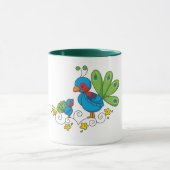 お母さんおよびベビーの孔雀 マグカップ (中央)