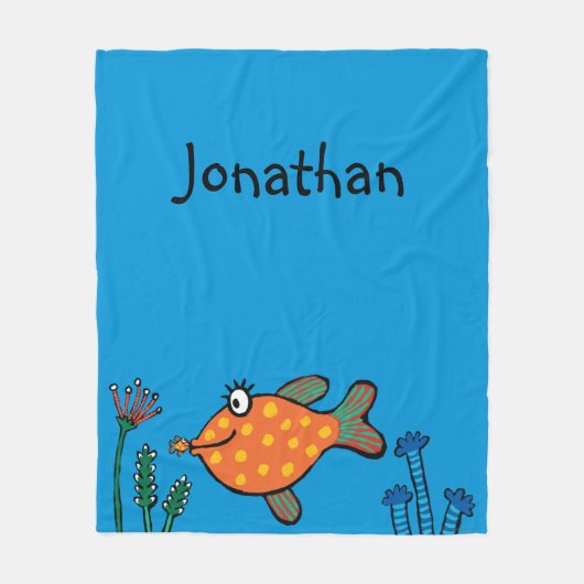 お母さんおよびベビーの魚のキス フリースブランケット (正面)