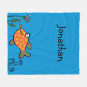 お母さんおよびベビーの魚のキス フリースブランケット (正面(横))