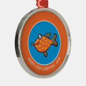 お母さんおよびベビーの魚のキス メタルオーナメント (右)