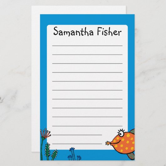 お母さんおよびベビーの魚のキス 便箋 (正面/裏面)