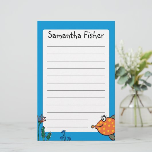 お母さんおよびベビーの魚のキス 便箋 (スタンド正面)