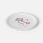お母さんおよびベビー象のベビーシャワーの紙皿のピンク ペーパープレート (アングル)