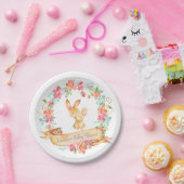 お母さんおよび女の赤ちゃんのバニーのリースの花のベビーシャワー ペーパープレート (パーティー)