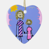 お母さんおよび私の母娘の歩行 セラミックオーナメント (右)