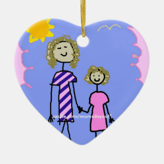 お母さんおよび私の母娘の歩行 セラミックオーナメント
