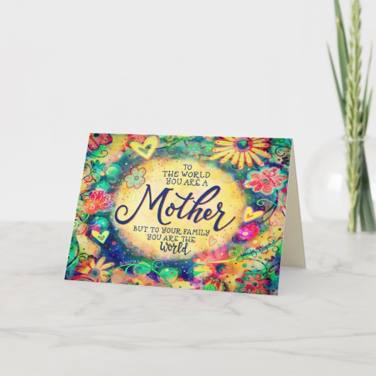 お母さんお前の家族は世界の引用文 カード (正面)