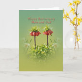 お母さんお父さんへ、記念日、真っ赤なルブラチューリップ カード (黄色い花)