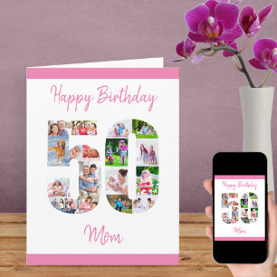 お母さんお誕生日おめでとう50歳フォトコラージュ カード