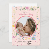 お母さんお誕生日おめでとう かわいい モダンな花の写真 シーズンカード (正面/裏面)