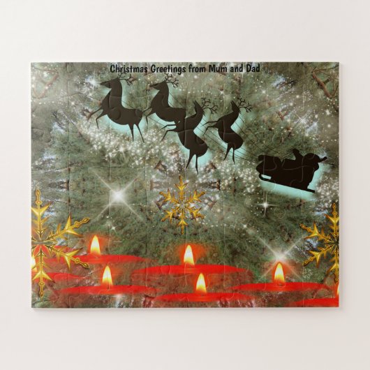 お母さんからのクリスマスの挨拶とパパ ジグソーパズル (横)