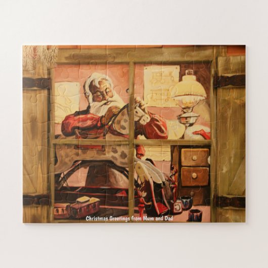 お母さんからのクリスマスの挨拶とパパ ジグソーパズル (横)