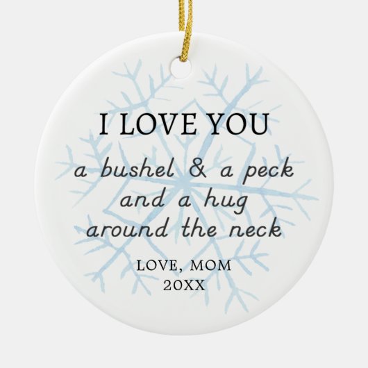 お母さんからのブッシェルとパーソナライズされたペックの形見 セラミックオーナメント (正面)
