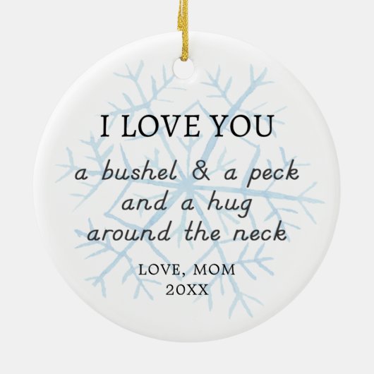 お母さんからのブッシェルとパーソナライズされたペックの形見 セラミックオーナメント (裏面)