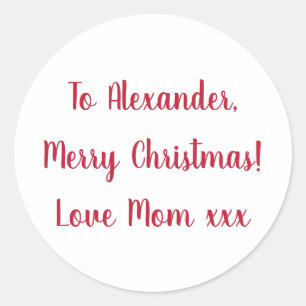 お母さんからのメリークリスマス赤と白プレゼントラベル ラウンドシール