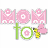 お母さんかわいいピンクの文字フローラ シール (正面)