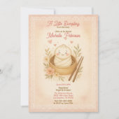 お母さんかわいい小さな餃子パステル赤ちゃんシャワー 招待状 (正面)