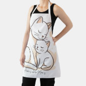 お母さんがいる場所がホーム - お母さん猫と子猫のイラストP エプロン (インサイチュ)