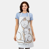 お母さんがいる場所がホーム - お母さん猫と子猫のイラストP エプロン (着用した状態)