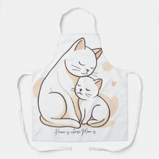 お母さんがいる場所がホーム - お母さん猫と子猫のイラストP エプロン