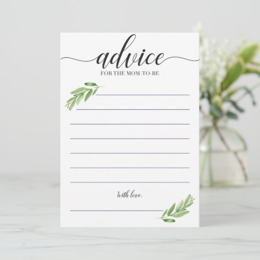 お母さんがカードになる緑の赤ちゃんシャワーアドバイス (スタンド正面)