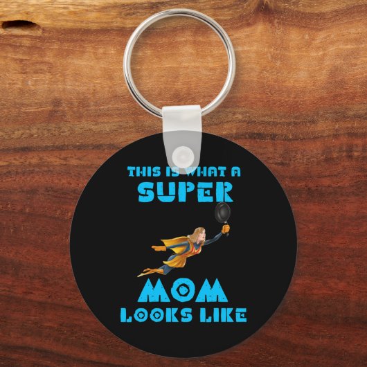 お母さんがブルーすごい文字でこんな感じ キーホルダー (正面)