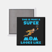 お母さんがブルーすごい文字でこんな感じ マグネット (正面/裏面)