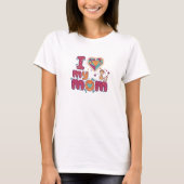 お母さんが大好き - ユニークなデザインの女の子用 Tシャツ (正面)