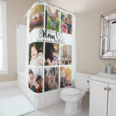 お母さんが好きで子どもの名前が写真コラージュ シャワーカーテン (インサイチュ)