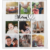 お母さんが好きで子どもの名前が写真コラージュ シャワーカーテン (正面)