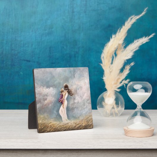 お母さんが娘の芸術、オフィスやホームデコールを持っている フォトプラーク (インサイチュ)