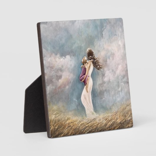 お母さんが娘の芸術、オフィスやホームデコールを持っている フォトプラーク (正面)