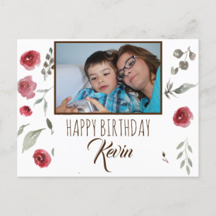 お母さんが子供に誕生日おめでとうと言う ポストカード