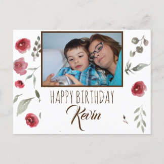 お母さんが子供に誕生日おめでとうと言う ポストカード