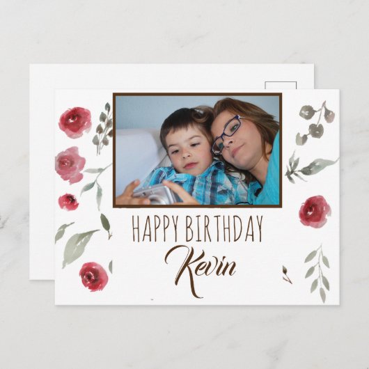 お母さんが子供に誕生日おめでとうと願う ポストカード (正面/裏面)