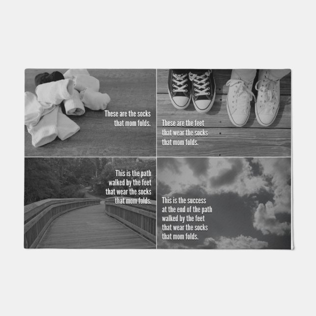 お母さんが折るソックス-洗濯室のマット ドアマット (正面)